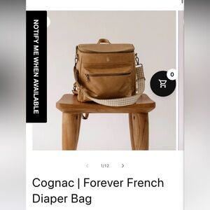 Forever French sold out vegan leather cognac diaper bag EUC purse or backpack